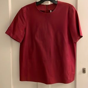 Maroon leather structured tee